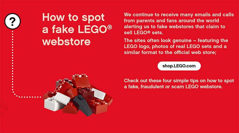 The LEGO Group provides advice on safe online shopping
