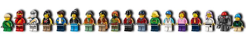 lego ninjago 71741 ninjago city gardens minifigure line up close