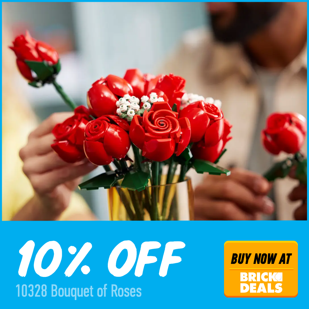 LEGO Botanicals 10328 Bouquet of Roses Brick Deals 10 off deal card